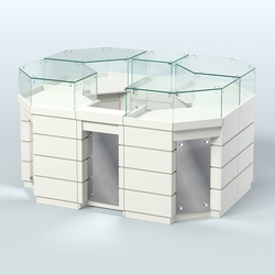 Торговый островок GOLD с зеркальным фасадом №1-1 (3,13 кв.м), Белый