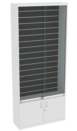 Витрина СЭСП из ДСП и стекла с экономпанелью №1-300 (закрытая), Серый