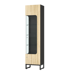 Витрина Монти №4-С левая, Черный + Дуб Сонома