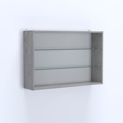 Витрина настенная №203-1Г открытая с двумя полками из стекла, Бетон Чикаго светло-серый F186 ST9