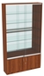 Витрина СЭСП-Z №1-1-300 (З/C - Зеркало) со стеклянными полками и шторками Орех
