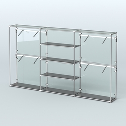 Торговая система ХРОМ (задняя стенка - стекло) 3600 мм с полками ДСП и поручнями №5, Черный