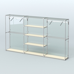 Торговая система ХРОМ (задняя стенка - стекло) 3600 мм с полками ДСП и поручнями №10, Крем Вайс