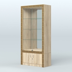 Витрина с декором и зеркалом №ВБА-3, Дуб сонома