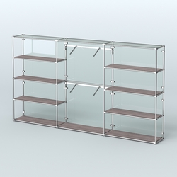 Торговая система ХРОМ (задняя стенка - стекло) 3600 мм с полками ДСП и поручнями №6, Ясень Анкор темный