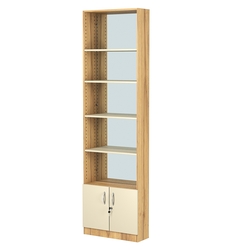 Стеллаж из ДСП с 4-мя полками 200x600 мм серии LEVEL-4 №3-2 (З/C - ЗЕРКАЛО), Дуб Золотистый и Крем Вайс