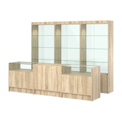 Комплект витрин ЭК-02 и прилавков ЭК-2, Дуб сонома