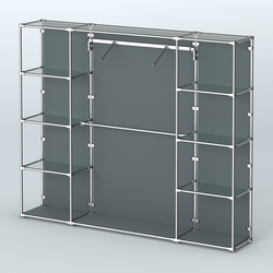 Торговая система ХРОМ (задняя стенка - ДСП) 2430 мм с прозрачными полками и поручнями №11, Темно-Серый