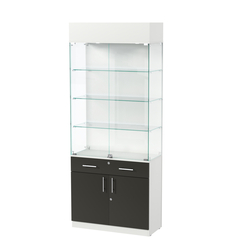 Витрина ювелирная "Диаманд" №14, ЛДСП белый + МДФ черный