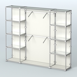 Торговая система ХРОМ (задняя стенка - ДСП) 3600 мм с зеркальными полками и поручнями №7, Белый