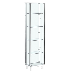 Витрина РОНДО с регулировочными полками №1-1-РЕГ на ножках (задняя стенка стекло), Белый