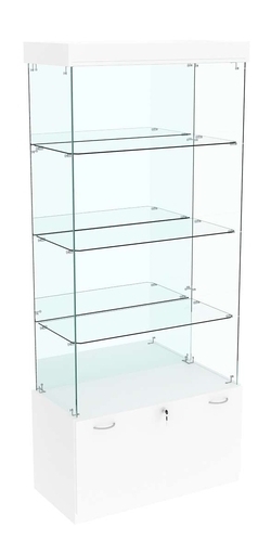 Витрина Кристалл №103 прямоугольная (З/C - зеркало), без дверей, Белый