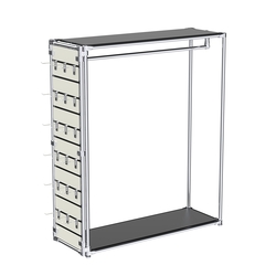 Хромированный стенд-вешало ETD-10 №1-3 (торец-ЭП) с полками ДСП 16мм, Черный