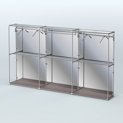 Торговая система ХРОМ (задняя стенка - зеркало) 3600 мм с поручнями №3, Ясень Анкор темный