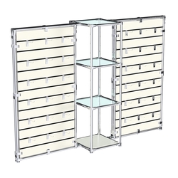 Хромированное вешало ЩИТ №2-1 с полками стекло 6мм, Белый