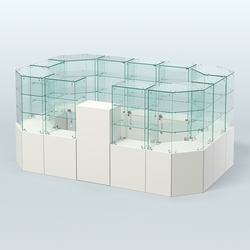 Стеклянный островок-павильон серии КОЛЬЦО прямоугольный №6, Белый