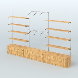 Система Neo Fix №9 с пристенными поручнями, полками из ДСП и тумбами T-14, Дуб Золотистый