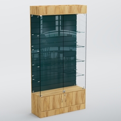 Витрина СЕТЬ №3-П с экономпанелью и полками, Дуб Золотистый+Антрацит