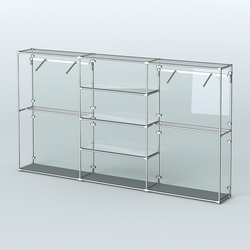 Торговая система ХРОМ (задняя стенка - стекло) 3600 мм с зеркальными полками и поручнями №10, Темно-Серый