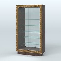 Низкая витрина с декором и узкими полками НБА-11, Дуб Венге