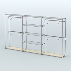 Торговая система ХРОМ без ДСП 3600 мм с прозрачными полками и поручнями №5, Крем Вайс