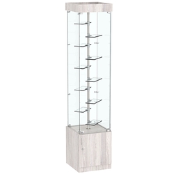 Квадратная стеклянная торговая витрина с маленькими прозрачными полочками Фрактал №2-2, Ясень Анкор светлый - U31104