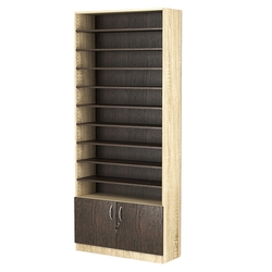 Стеллаж из ДСП с 10-ю полками 300x900 мм серии LEVEL-10 №12 (З/C - ДВП), Дуб Сонома + Дуб Венге