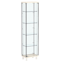 Витрина РОНДО с регулировочными полками №1-1-РЕГ на ножках (задняя стенка стекло), Крем Вайс