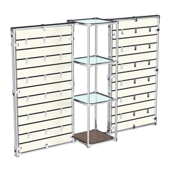 Хромированное вешало ЩИТ №2-1 с полками стекло 6мм, Орех