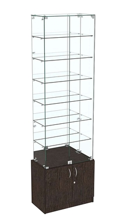 Узкая витрина с накопителем и зеркалом ИСТРА №34-600, Дуб Венге