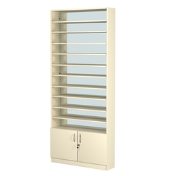 Стеллаж из ДСП с 10-ю полками 200x900 мм серии LEVEL-10 №10-2 (З/C - ЗЕРКАЛО), Крем Вайс