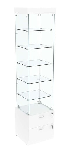 Витрина ХРУСТАЛЬ №602 стаканчик (З/C - стекло), без дверей, Белый