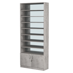 Стеллаж из ДСП с 8-ю полками 300x900 мм серии LEVEL-8 №12-2 (З/C - ЗЕРКАЛО), Бетон Чикаго светло-серый F186 ST9