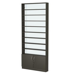 Стеллаж из ДСП с 8-ю полками 150x900 мм серии LEVEL-8 №9-1 (З/C - СТЕКЛО), Черный