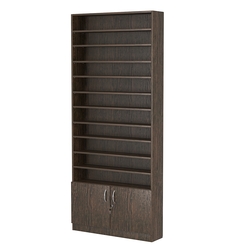 Стеллаж из ДСП с 10-ю полками 200x900 мм серии LEVEL-10 №10 (З/C - ДВП), Дуб Венге