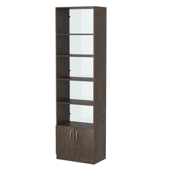 Стеллаж из ДСП с 4-мя полками 350x600 мм серии LEVEL-4 №6-1 (З/C - СТЕКЛО), Дуб Венге