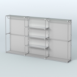 Торговая система ХРОМ (задняя стенка - ДСП) 3600 мм с зеркальными полками и поручнями №2, Серый