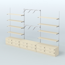 Система Neo Fix №9 с пристенными поручнями, полками из ДСП и тумбами T-14, Крем Вайс