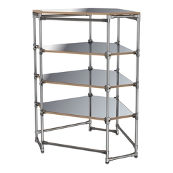 Хромированный стенд Прогресс №3-5 (с полками Зеркало 4мм), Дуб Канзас коричневый