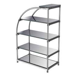 Хромированный стенд универсальный TD-06 (Т) с полками Зеркало 4мм, Темно-Серый