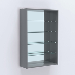 Витрина настенная №202-2Г с четырьмя полками и зеркалом, Темно-Серый