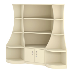 Угловой низкий стеллаж ГАРАНТ №1, Крем Вайс