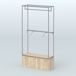 Торговая система ХРОМ без ДСП 1200 мм №2-1 с тумбой Т-11 и поручнями, Дуб Сонома