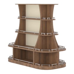 Островной низкий стеллаж ГАРАНТ №2-О с ограничителями, Орех + Крем Вайс