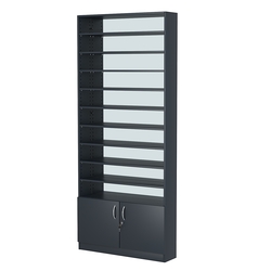 Стеллаж из ДСП с 10-ю полками 200x900 мм серии LEVEL-10 №10-2 (З/C - ЗЕРКАЛО), Антрацит