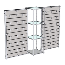 Хромированное вешало ЩИТ №2-1 с полками стекло 6мм, Серый