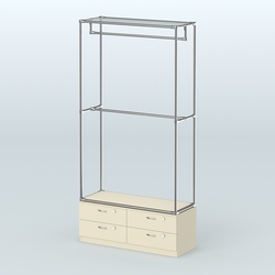 Торговая система ХРОМ без ДСП 1200 мм №1-2 с тумбой Т-14 и поручнями, Крем Вайс