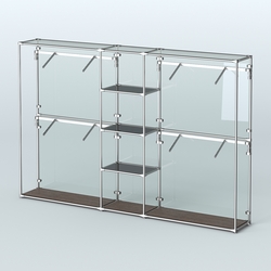 Торговая система ХРОМ (задняя стенка - стекло) 3030 мм с тонированными полками и поручнями №8, Дуб Венге