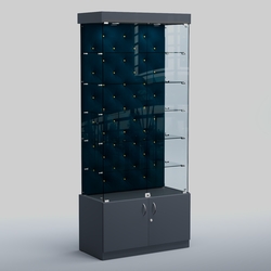 Высокая стеклянная витрина КАПИТОНЕ №501, Темно-серый + 11 Blue