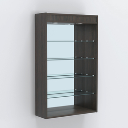 Витрина настенная №202-4Г высокая зеркальная с подсветкой, Дуб Венге